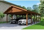 SKAN HOLZ Doppelcarport 'Wallgau' mit schwarzen Schindeln 620 x 900 cm nussbaum