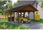 SKAN HOLZ Einzelcarport 'Wallgau' mit schwarzen Schindeln 430 x 750 cm nussbaum