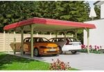 SKAN HOLZ Doppelcarport 'Spreewald' 585 x 589 cm rote Blende KDI impr&auml;gniert