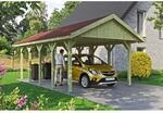 SKAN HOLZ Einzelcarport 'Wallgau' mit roten Schindeln 430 x 750 cm natur