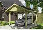 SKAN HOLZ Einzelcarport 'Wallgau' mit schwarzen Schindeln 380 x 500 cm natur