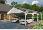 SKAN HOLZ Doppelcarport 'Fichtelberg' 618 x 808 cm wei&szlig; mit Dachlattung