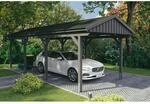 SKAN HOLZ Carport 'Fichtelberg' schiefergrau mit schwarzen Schindeln 317 x 808 cm