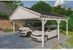 SKAN HOLZ Doppelcarport 'Fichtelberg' 618 x 566 cm wei&szlig; mit schwarzen Schindeln