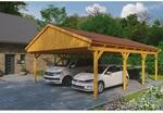 SKAN HOLZ Doppelcarport 'Fichtelberg' 618 x 808 cm eichefarben mit roten...