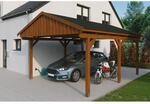 SKAN HOLZ Einzelcarport 'Fichtelberg' 423 x 566 cm nussbaumfarben mit schwarzen