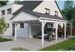 SKAN HOLZ Einzelcarport 'Fichtelberg' 423 x 808 cm wei&szlig; mit Dachlattung