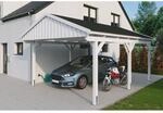 SKAN HOLZ Einzelcarport 'Fichtelberg' 423 x 566 cm wei&szlig; mit schwarzen Schindeln