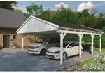 SKAN HOLZ Doppelcarport 'Fichtelberg' 618 x 808 cm wei&szlig; mit schwarzen Schindeln