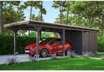 SKAN HOLZ Carport 'Emsland' mit Abstellraum, 354 x 846 cm, grau, Aluminiumdach