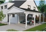 SKAN HOLZ Einzelcarport 'Fichtelberg' 423 x 808 cm wei&szlig; mit schwarzen Schindeln