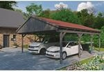 SKAN HOLZ Doppelcarport 'Fichtelberg' 618 x 808 cm schiefergrau mit roten Schindeln
