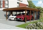 SKAN HOLZ Doppelcarport 'Friesland Hybrid Set 14' Fichtenholz nussbaumfarben...