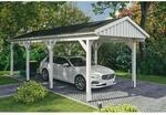 SKAN HOLZ Einzelcarport 'Fichtelberg' 317 x 808 cm wei&szlig; mit schwarzen Schindeln
