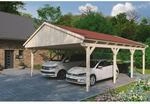 SKAN HOLZ Doppelcarport 'Fichtelberg' 618 x 808 cm naturfarben mit roten...