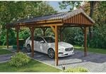 SKAN HOLZ Einzelcarport 'Fichtelberg' 317 x 808 cm nussbaumfarben mit Dachlattung