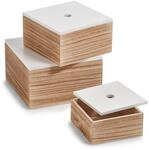 Zeller Aufbewahrungsboxen-Set wei&szlig;/naturfarben 3-teilig