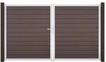 GroJa Doppeltor 'Solid' BPC/Aluminium DIN links braun/silber 300 x 180 cm