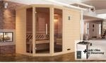 Weka Massivholz-Elementsauna 'Kemi 3 Eck' mit 7,5 kW OS-Ofenset, Steuerung, Glast&uuml;r,