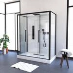 Aurlane Komplettdusche 'Urban 2' mit Schiebet&uuml;r schwarz 160 x 85 x 215 cm