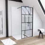 Aurlane Walk In Dusche 'Bricks' schwarz 90 x 195 cm