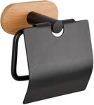 Wenko Toilettenpapierhalter 'Turbo-Loc Orea Bamboo' schwarz/bambus, mit Deckel