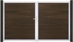 GroJa Doppeltor 'Solid Grande' BPC/Aluminium DIN links walnussfarben/silber 300 x 180