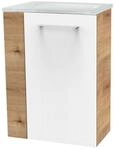 Fackelmann Glasbecken mit Unterschrank 'SBC' Hahnloch links wei&szlig;/Eichefarben 45 x