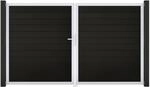 GroJa Doppeltor 'Solid' BPC/Aluminium DIN links schwarz/silber 300 x 180 cm