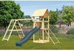 Karibu Kinderspielturm 'Lotti' Fichtenholz naturbelassen mit Rutsche anthrazit,