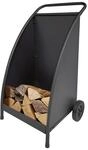 Firefix Holz-Transportwagen Stahl mit 2 R&auml;dern schwarz 50 x 88 x 53 cm