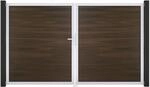 GroJa Doppeltor 'Solid' BPC/Aluminium DIN links walnussfarben/silber 300 x 180 cm