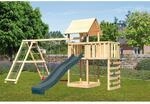 Karibu Kinderspielturm 'Lotti' Fichtenholz naturbelassen mit Rutsche anthrazit,