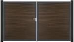 GroJa Doppeltor 'Solid' BPC/Aluminium DIN links walnussfarben/anthrazit 300 x 180 cm