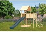 Karibu Kinderspielturm 'Lotti' Fichtenholz naturbelassen mit Rutsche anthrazit,