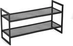Zeller Schuhregal mit 2 Ablagen Metall schwarz stapelbar 70 x 36 x 24 cm