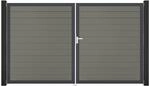 GroJa Doppeltor 'Solid' BPC/Aluminium DIN rechts grau/anthrazit 300 x 180 cm