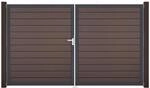 GroJa Doppeltor 'Solid' BPC/Aluminium DIN links braun/anthrazit 300 x 180 cm