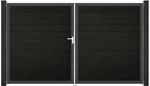 GroJa Doppeltor 'Solid' BPC/Aluminium DIN links schwarz/anthrazit 300 x 180 cm
