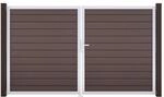 GroJa Doppeltor 'Solid' BPC/Aluminium DIN rechts braun/silber 300 x 180 cm