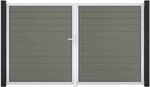 GroJa Doppeltor 'Solid' BPC/Aluminium DIN links grau/silber 300 x 180 cm