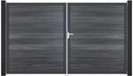 GroJa Doppeltor 'Solid' BPC/Aluminium DIN rechts steingrau/anthrazit 300 x 180...