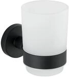 Wenko Zahnputzbecher 'Uno Bosio Black' Glas, mit Halterung