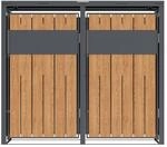 Westmann M&uuml;lltonnenbox 'Varius' Stahl 2 x 240 l anthrazit/Holzoptik 132 x 80 x 116