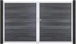 GroJa Doppeltor 'Solid' BPC/Aluminium DIN rechts steingrau/silber 300 x 180 cm