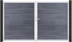 GroJa Doppeltor 'Solid Grande' BPC/Aluminium DIN rechts steingrau/silber 300 x 180 cm