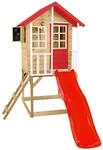 Spielhaus 'Lolla 1' naturfarben/rot mit Rutsche 270 x 148 x 224 cm