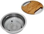 Respekta Einbausp&uuml;len-Set 'Oregon' Edelstahl &Oslash; 44,6 cm mit Schneidebrett, Korb