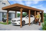 SKAN HOLZ Einzelcarport 'Friesland' 314 x 708 cm nussbaum Set 2 m. Abstellraum