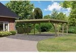 Karibu Doppelcarport 'Classic 2' 598 x 670 cm Kiefer KDI Stahl-Dach, mit zwei